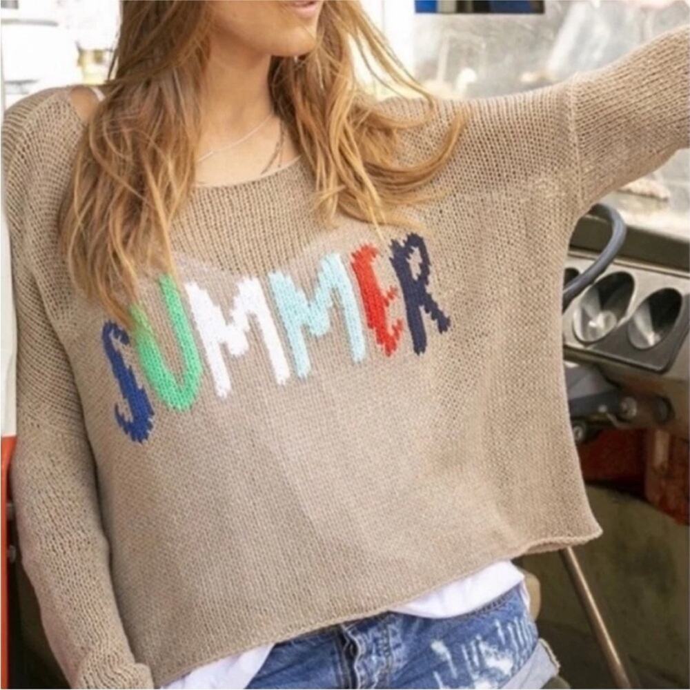 Wooden Ships 'SUMMER' Knit Sweater Womens S/M Relaxed Fit Cotton Blend Top